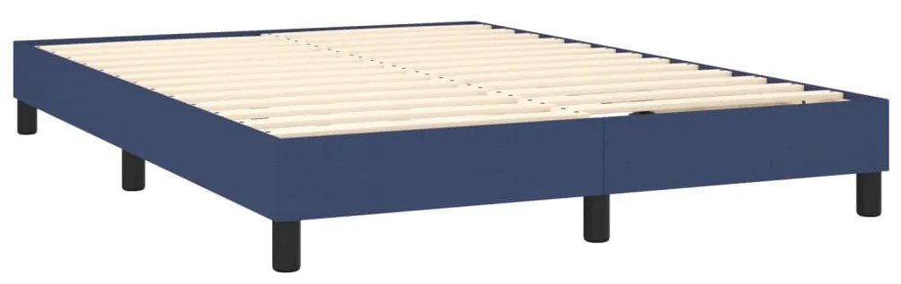 Cama box spring c/ colchão e LED 140x200 cm tecido azul