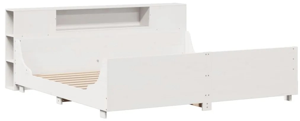 Cama sem colchão 200x200 cm madeira de pinho maciça branco