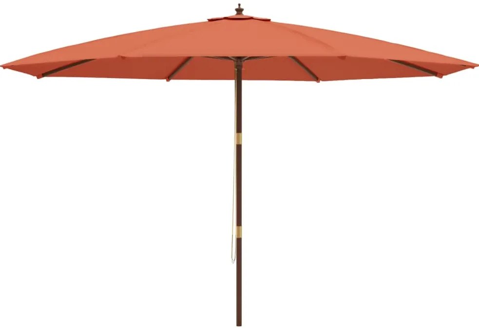Guarda-sol de jardim com poste de madeira 400x273 cm terracota