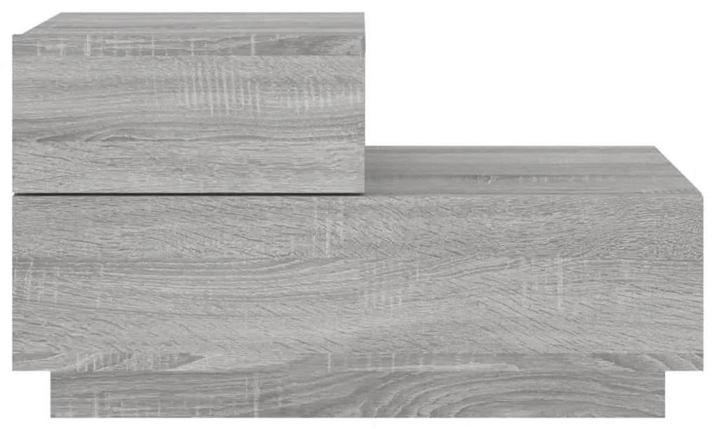 Mesa de cabeceira com luzes LED 70x36x40,5 cm cinzento-sonoma