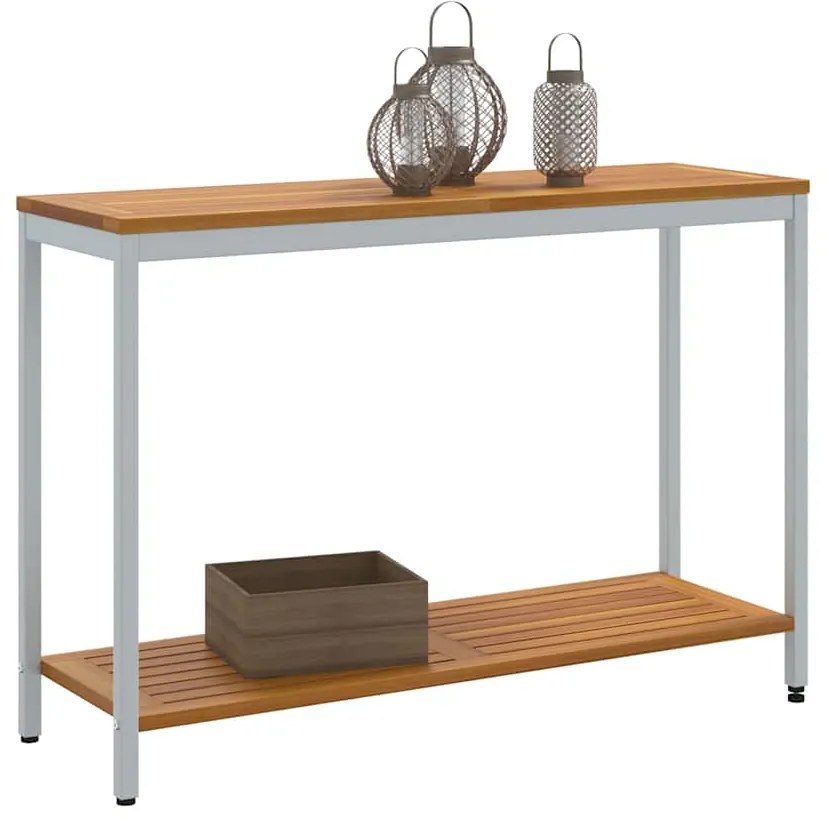 Mesa de Exterior Natural e Cinza 35 x 110 x 75 cm em Madeira Sólida e