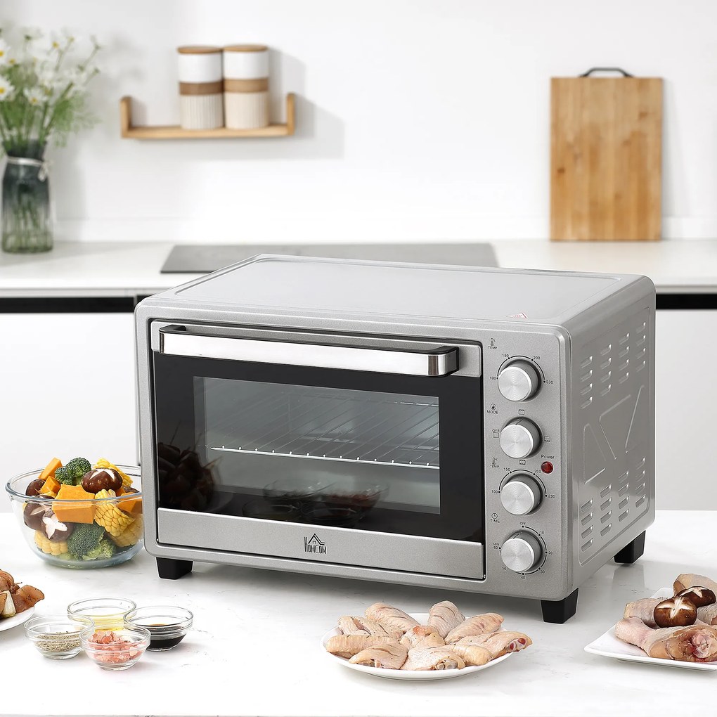 Mini Forno 32L 16000 com 3 Modos de Aquecimento Temperatura até 230 °C Temporizador 52,2x38,1x33,5 cm Prata