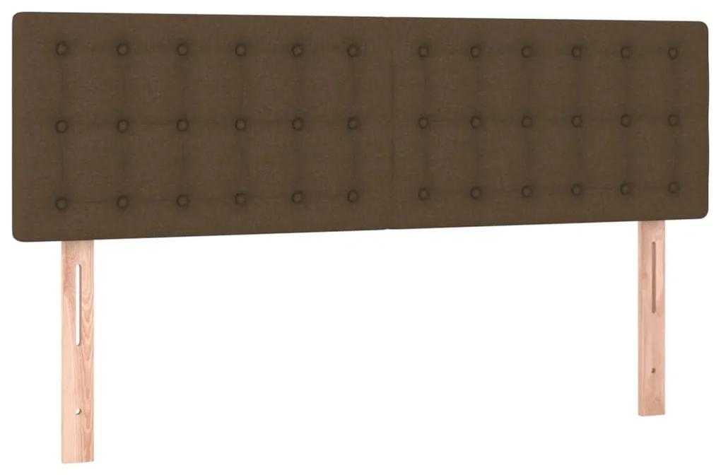 Cama box spring c/ colchão/LED 140x200cm tecido castanho-escuro