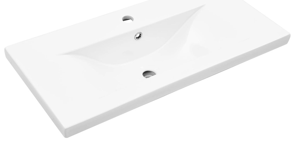 Armário de Pia de Banheiro com Bacia Embutida Acabamento Madeira Antig