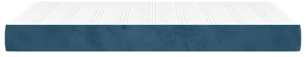 Colchão de molas ensacadas 120x220x20 cm veludo azul-escuro