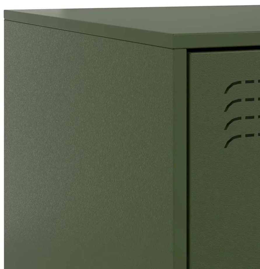 Mesas de cabeceira 2 pcs 34,5x39x62 cm aço verde azeitona