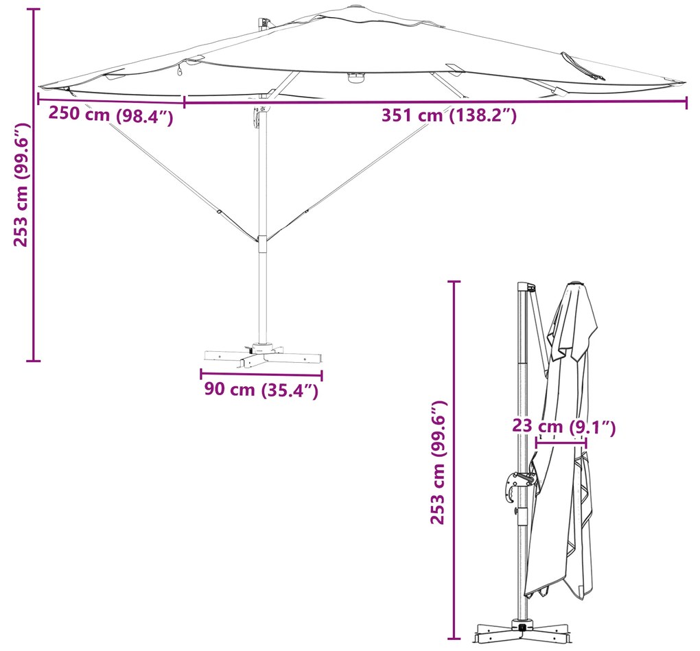 Guarda-sol de Braço Articulado - Antracite Antracite Poliéster