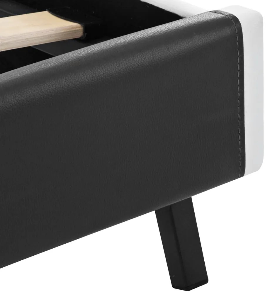 Estrutura de cama c/ LED 90x200 cm couro artificial cinzento