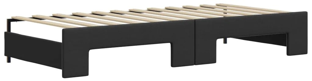 Sofá-cama com gavetão e colchões 90x200 cm artificial preto