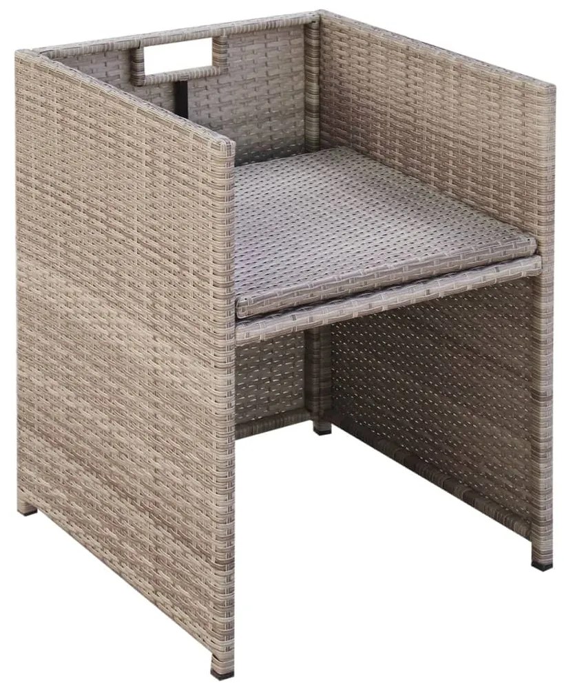 9 pcs conjunto jantar exterior com almofadões vime PE bege