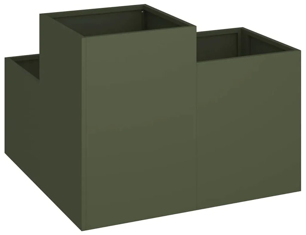 Jardineira vidaXL 80x80x60 cm Verde Oliva Aço