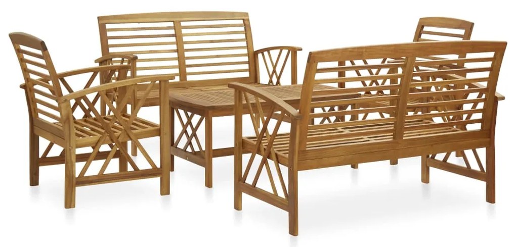 vidaXL 5 pcs conjunto lounge de jardim madeira de acácia maciça