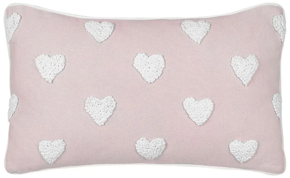Almofada decorativa padrão de corações em algodão rosa 30 x 50 cm GAZANIA Beliani