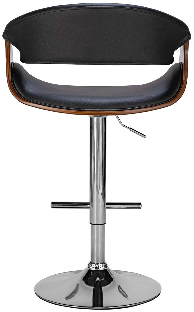 Banco de bar Foley em couro sintético com estrutura cromada 95-116 x 60 x 52 Castanho + Preto