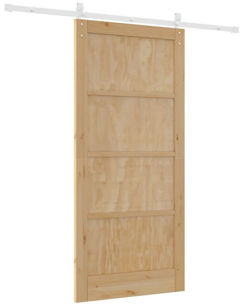 Porta Deslizante vidaXL com Conjunto de Ferragens 93x202 cm Madeira Ma