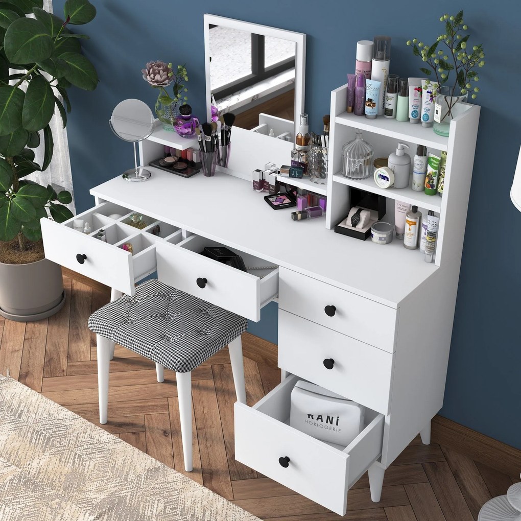 Mesa de Maquilhagem BJ101 – Branco – 125x93,8x40 cm