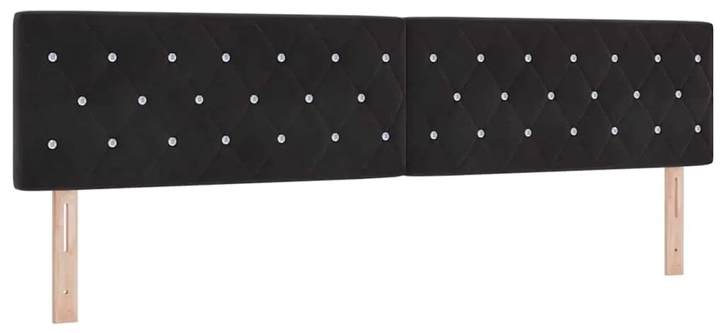 Cabeceira LED com botão de cristal, estofada em veludo preto de 100 cm
