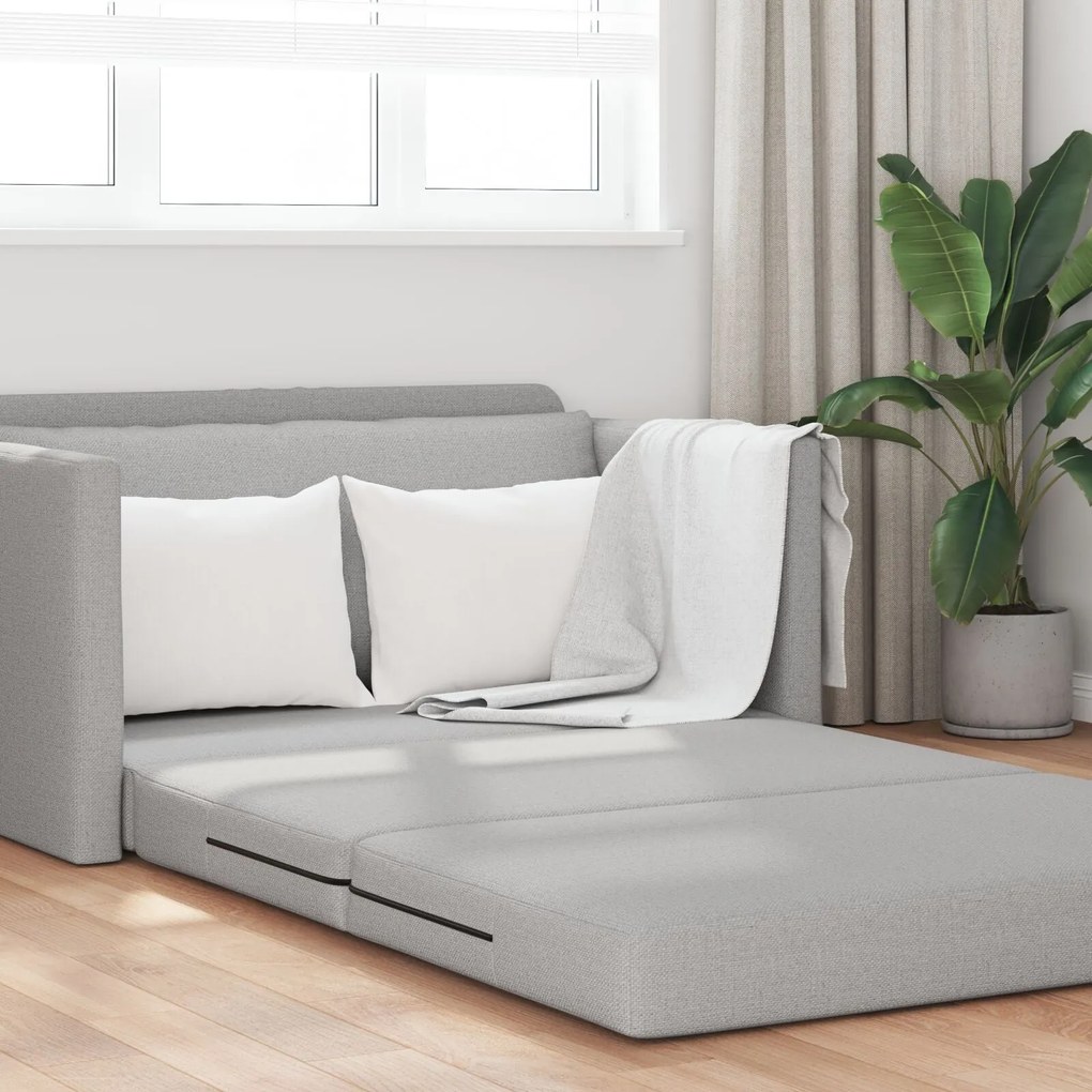 Sofá Cama de Chão 2-em-1 Cinzento-claro 124x71x78 cm Tecido