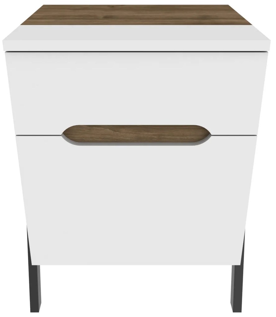 Mesa de Cabeceira Neva – Nogueira e Branco – 45x38x63,5 cm