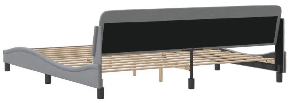 Estrutura de cama sem colchão 200x200 cm tecido cinzento-claro