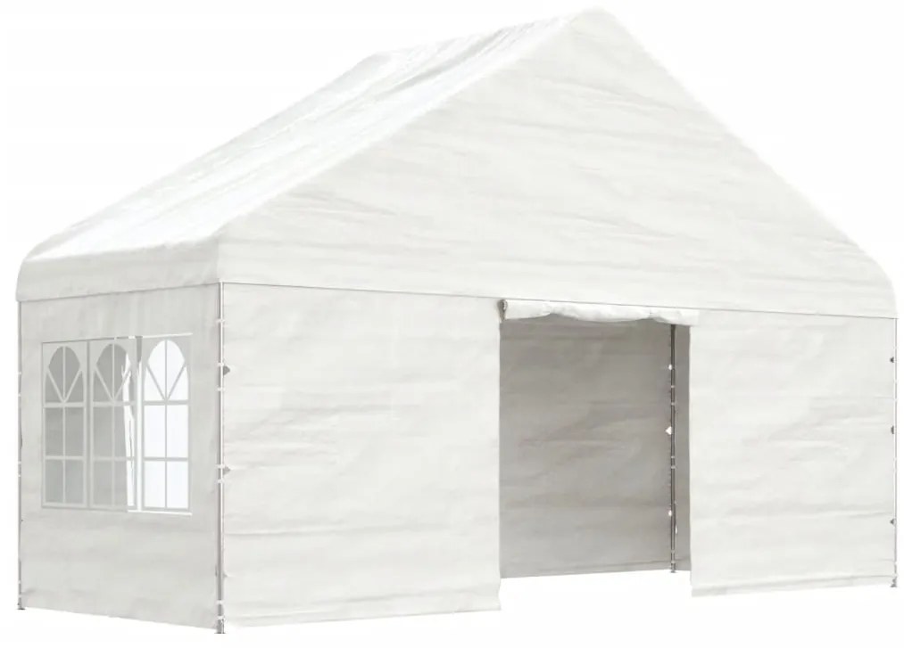 Gazebo com telhado 11,15x5,88x3,75 m polietileno branco