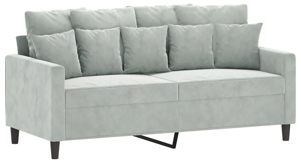 2 pcs conjunto de sofás com almofadões veludo cinzento-claro