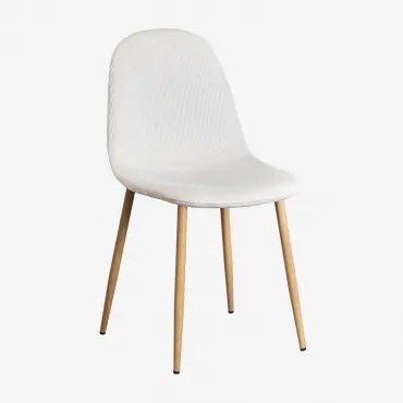 Pack De 2 Cadeiras De Jantar Glamm Madeira Natural & Bombazina Crema Linho & Pana - Sklum