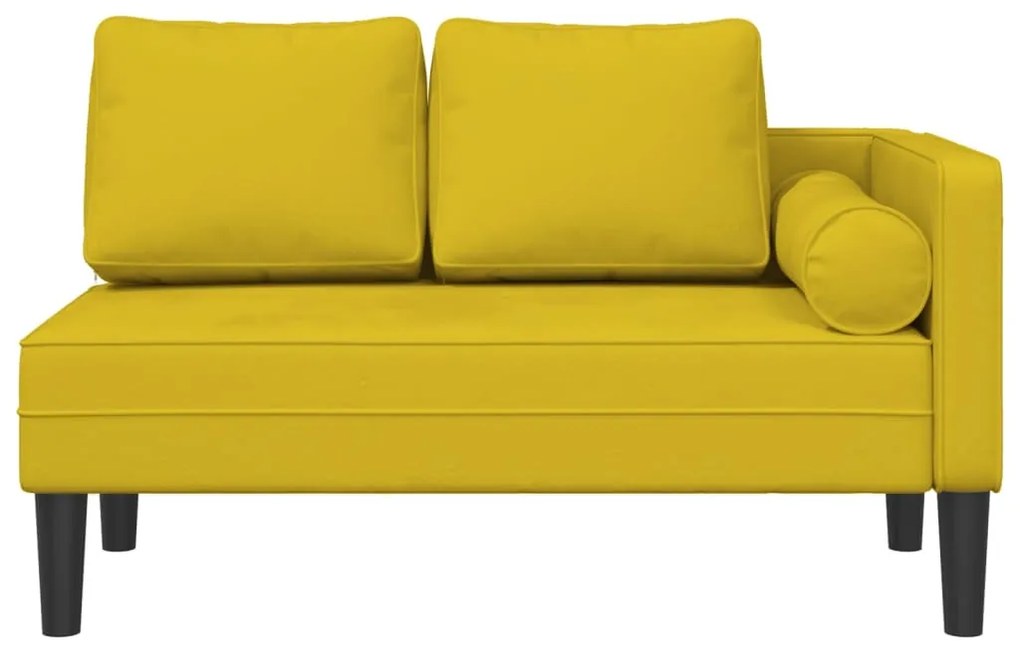 Chaise longue com almofadões veludo amarelo