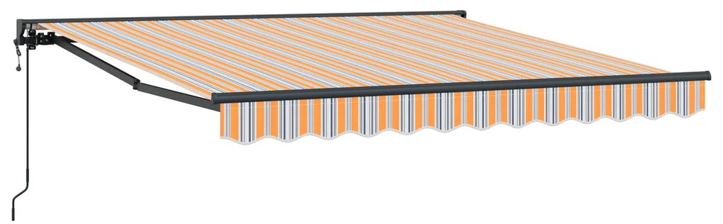 vidaXL Toldo Retrátil Azul e Laranja 350 x 250 cm Poliéster e Metal