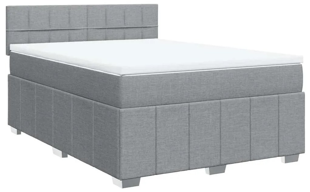 Cama com molas/colchão 140x200 cm tecido cinzento-claro