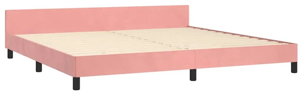 Estrutura cama c/ cabeceira sem colchão 200x200 cm veludo rosa