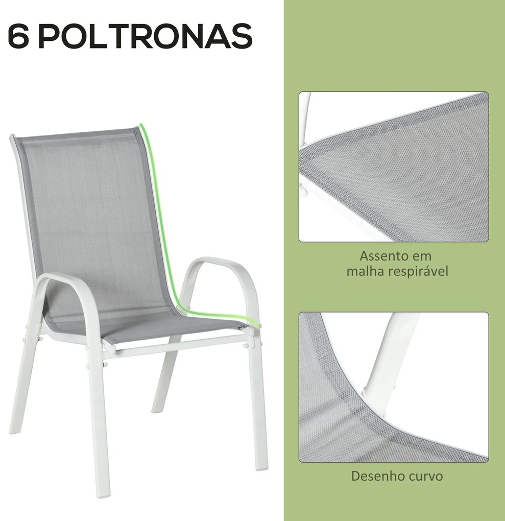 Conjunto de Refeição de Jardim – Modelo Bari – 6 Cadeiras, 1 Mesas – V