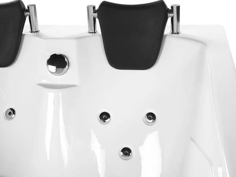 Banheira de hidromassagem de canto esquerdo em acrílico branco com LED 180 x 120 cm CALAMA Beliani