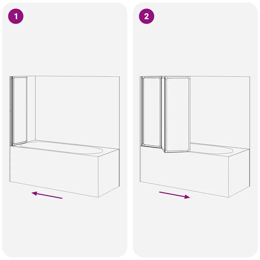 Painel de vidro dobrável para duche 3 peças 117 x 120 cm