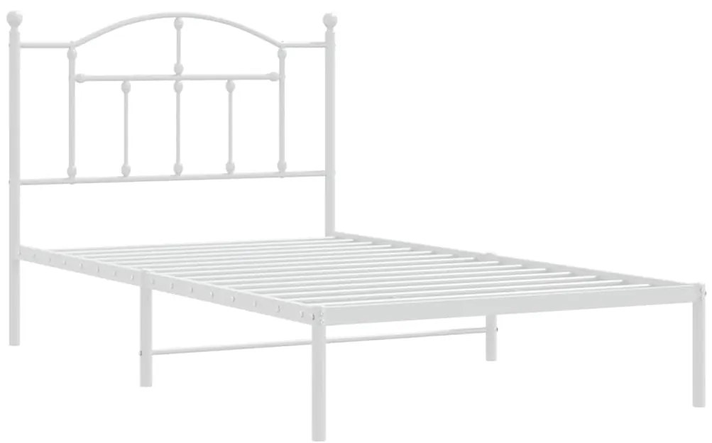 Estrutura de cama com cabeceira 100x190 cm metal branco