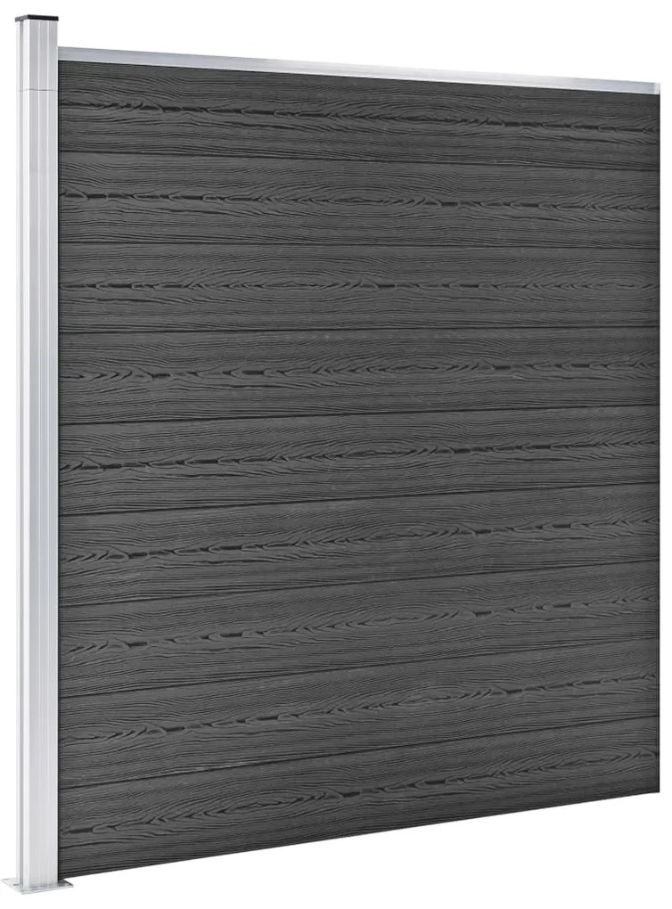 Conjunto de painel de vedação WPC 526x186 cm preto