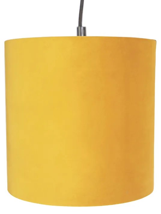 Candeeiro de suspensão com 5 abajures de veludo coloridos 20 cm - Cava Clássico / Antigo,Country / Rústico