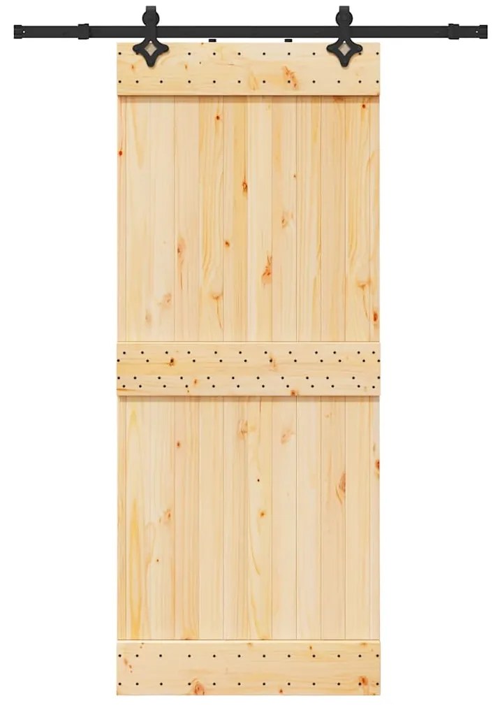 vidaXL Porta de correr com ferragens 85x210 cm madeira de pinho maciça
