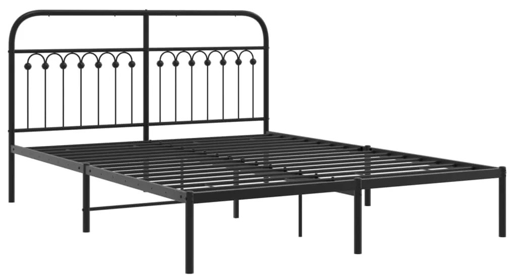 Estrutura de cama em metal com cabeceira 150x200 cm preto