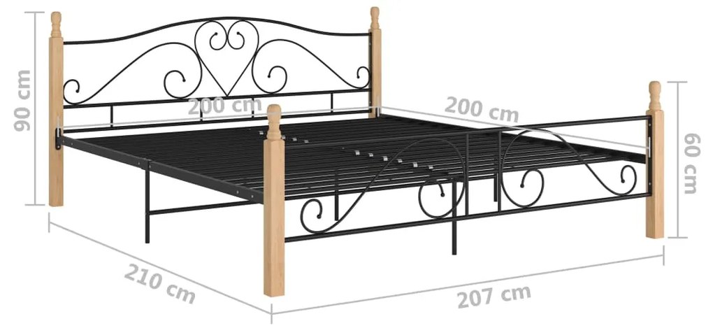 Estrutura de cama 200x200 cm metal preto