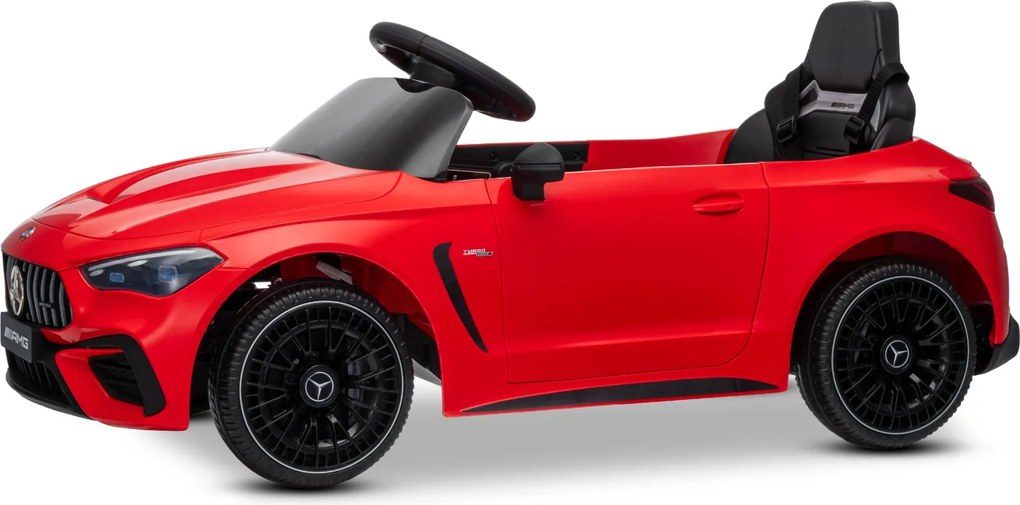 Carro elétrico para crianças Mercedes CLE 12V bateria de lítio, luzes LED, comando remoto de 2,4 GHz, ligação Bluetooth, licença ORIGINAL Vermelho