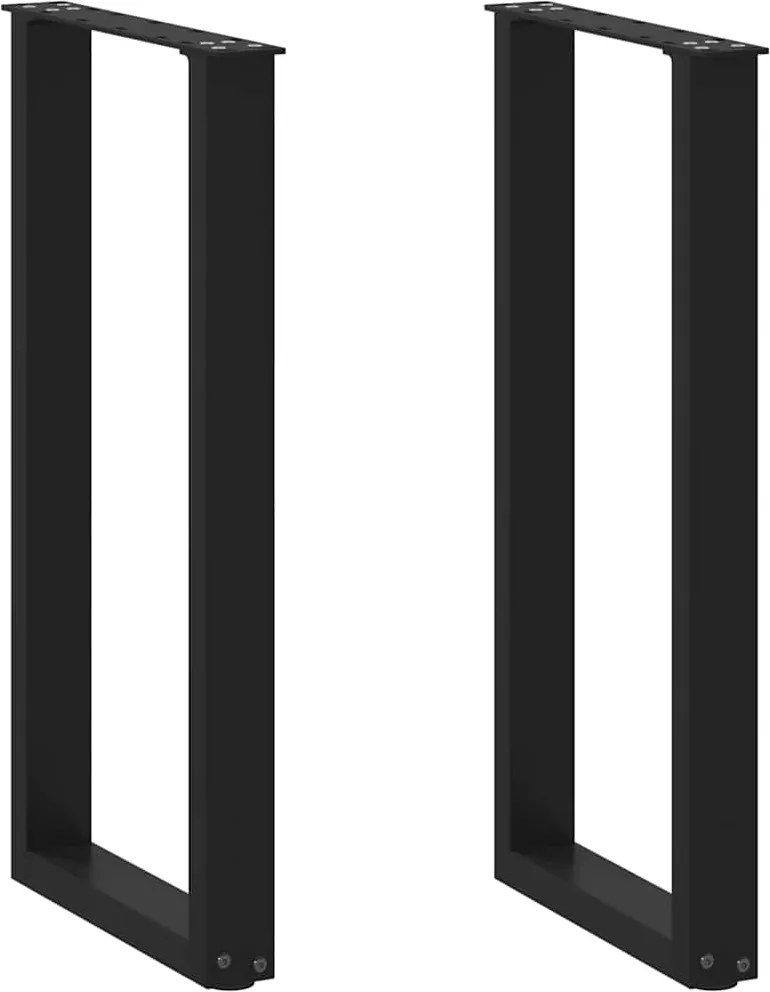 vidaXL Pés de mesa de console em forma de U, 2 peças, preto, 28x(72-73) cm, aço