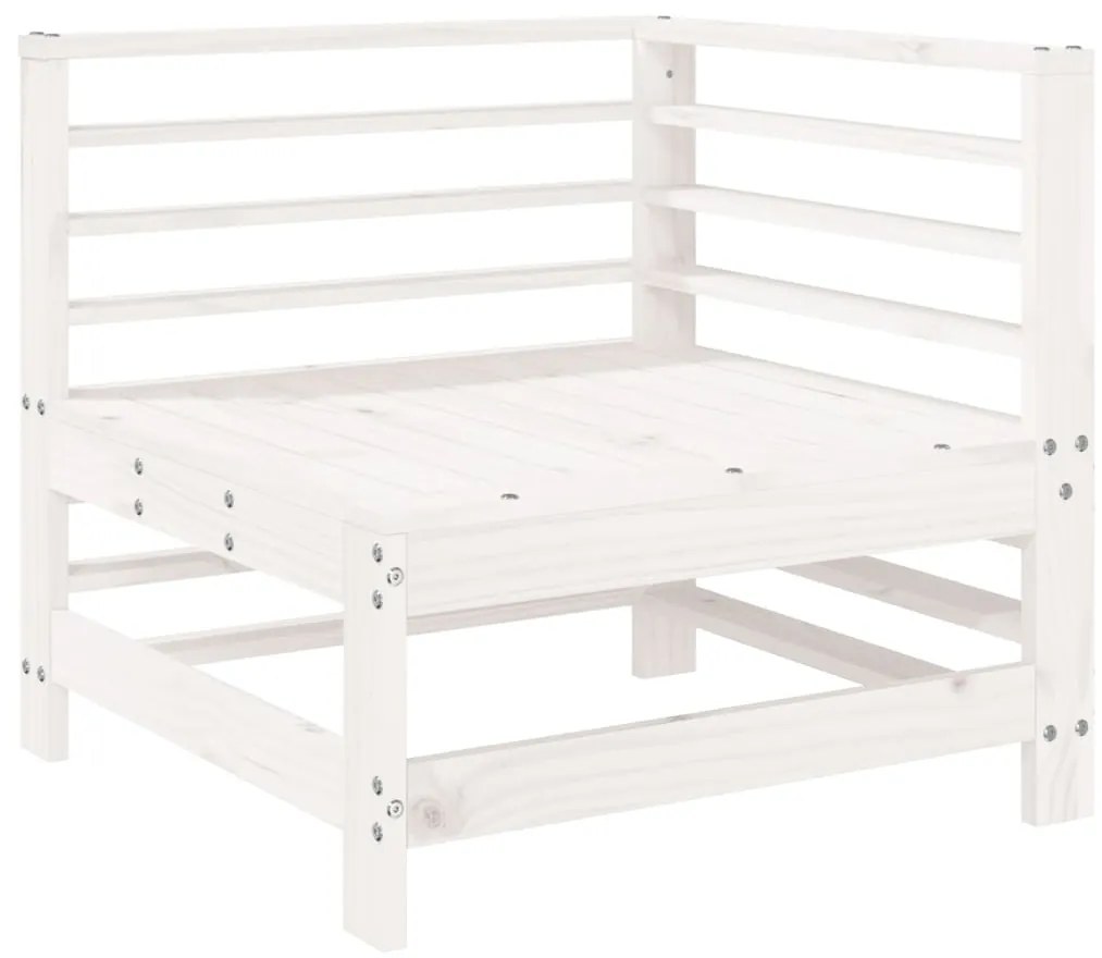 6 pcs conjunto lounge de jardim pinho maciço branco