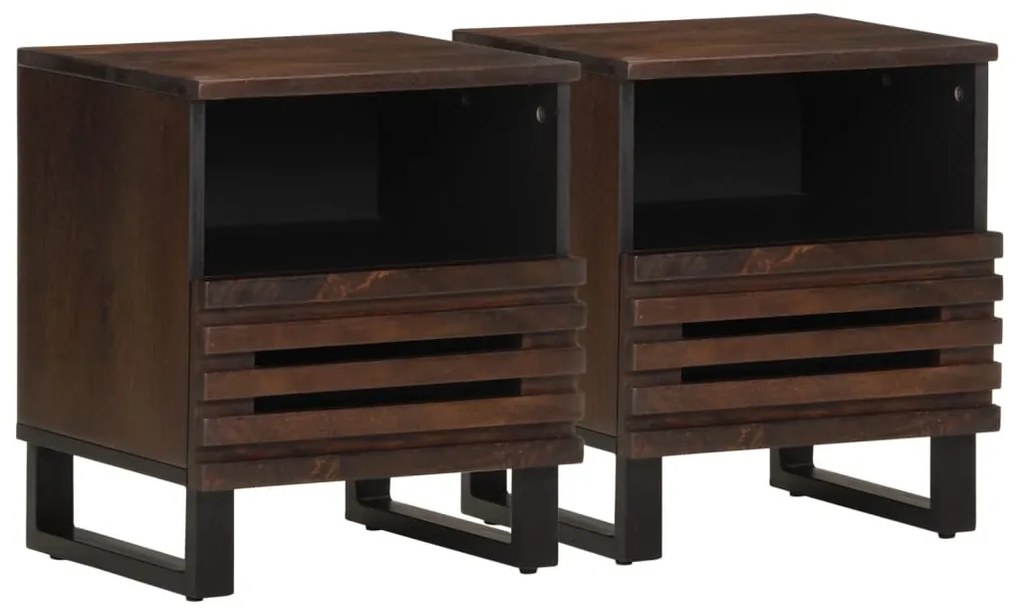 vidaXL Mesas de cabeceira 2 pcs 40x34x46 cm madeira mangueira maciça