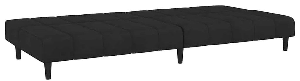 Sofá-cama de 2 lugares veludo preto