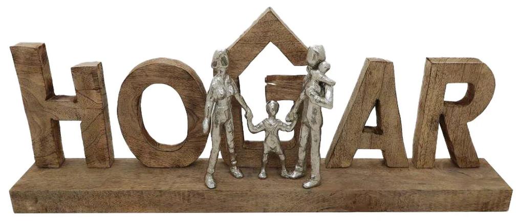 Figura Decorativa DKD Home Decor Castanho Alumínio Madeira de mangueira (55 x 7,5 x 21 cm)