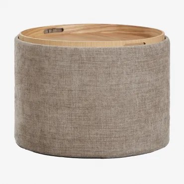 Mesa De Centro Redonda Estofada Berkeleni Com Bandeja E Armazenamento Ø55 Cm & Tecido Toupeira - Sklum