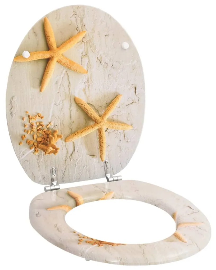 vidaXL Assento de sanita com tampa MDF design estrela-do-mar