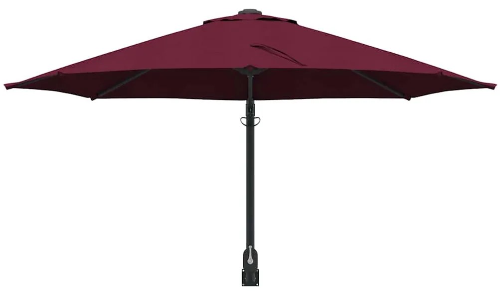 Parasol de Jardim Montado na Parede Bordeaux Vermelho 250 cm