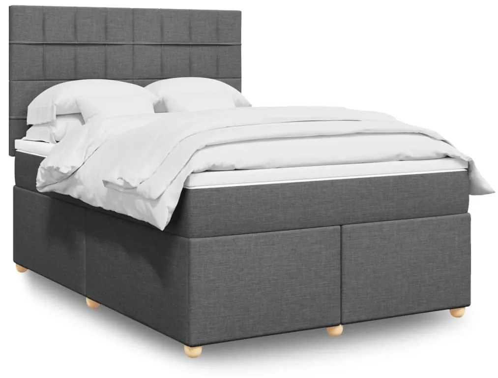 Cama com molas/colchão 140x200 cm tecido cinzento-escuro